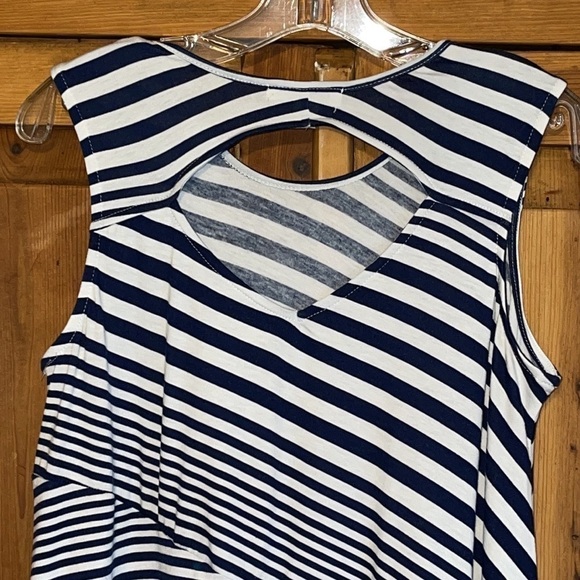 JohnPaulRichard Blue & White Striped Print Sleeveless Summer dress Sz. S - Picture 5 of 11